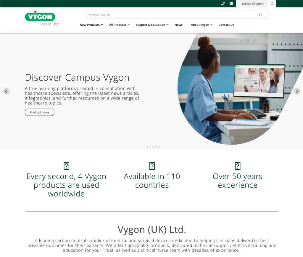 Vygon product catalogue management and digital tools | Case Studies | Team Bison